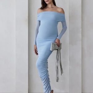 Bumpsuit Off The Shoulder Soft Mesh Dress